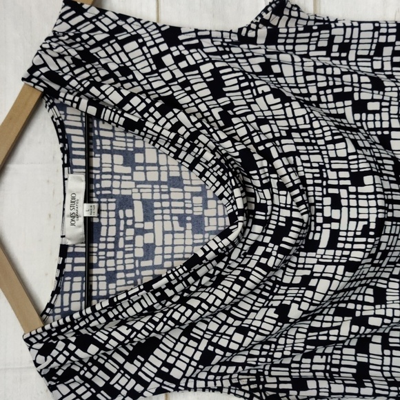 Jones Studio Separates Navy & White Pattern Cowl Neck Sleeveless Top Size Large - Picture 2 of 8